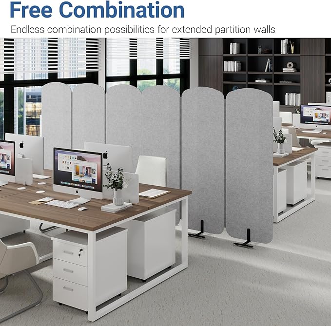 Natwind 3-Panel Office Room Divider, 73.2 x 71 inches Portable Office Partition, Freestanding Folding Privacy Wall for Cubicle & Temporary Indoor Space Separation (Grey)