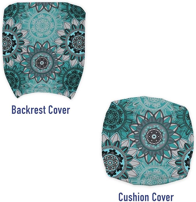 Ambesonne Mandala Office Chair Slipcover, Hippie Oriental Abstract Motifs Traditional Round Spring Inspired Design, Protective Stretch Decorative Fabric Cover, Standard Size, Turquoise Black