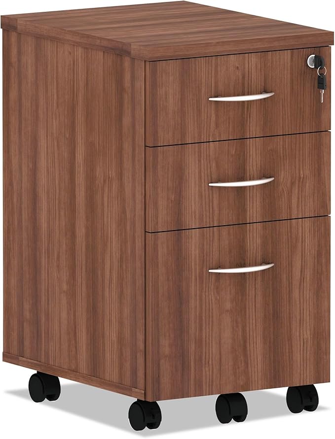 Alera Alera Valencia Series Mobile Pedestal File, Left/Right, 3-Drawer: Box/Box/File, Legal/Letter, Walnut, 15.88 X 20.5 X 28.38