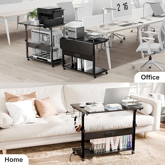 ZIFTY Large PC Tower Stand 31.5"L × 23.7"W, Adjustable Computer Stand CPU Holder Cart with Charging Station, Multi-Functional Folding Side Table for ATX Case Printer, Rolling Wheels for Home, Office