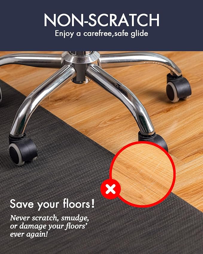 Office Chair Mat for Hardwood Floor Under Desk Computer Rolling Chair Mat for Wood/Tile Floor Non-Slip Heavy Duty Desk Rug PVC Plastic Hard Floor Protector 30"x 48" (Espresso)
