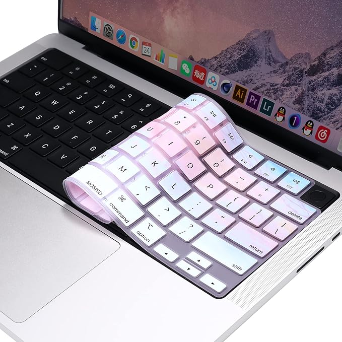 MOSISO Keyboard Cover Skin Compatible with MacBook Air 15 inch M3 A3114 M2 A2941/Air 13.6 A3113 A2681/Pro 14/16 M4 M3 M2 M1, Colorful Clouds