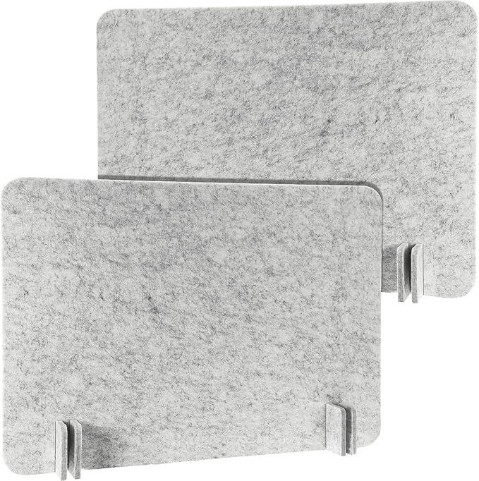 Fabbay 2 Pcs Acoustic Freestanding Desk Divider Desk Partition 16 x 24 Inch Table Freestanding Privacy Panel Visual Distraction and Noise Reducing for Office Classroom (Silver Gray)