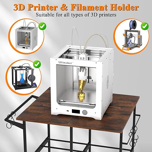 3D Printer Stand with Filament Storage Rack, 3D Printer Table Rolling Printer Cart on Wheels, Large Capacity 3D Filament Storage Rack for PLA/ABS/TPU, Filament Storage Rack for Workshop Studio Office