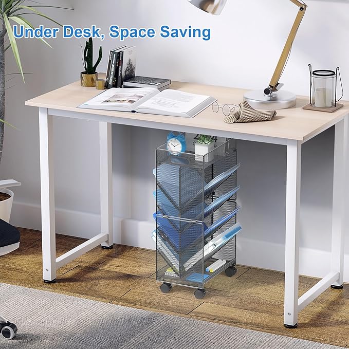 OUTWOLF 10-Tier Rolling File Cart, Beside/Under Desk File Organizer with Wheels, Paper Letter Tray Storage Cart for Office, Classroom, Homeschool Organization