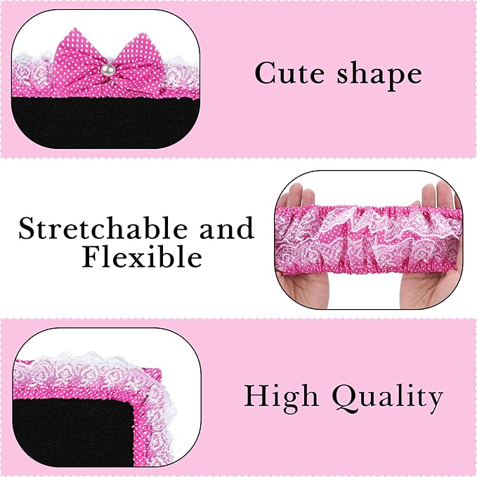 2 Pack Cute Computer Monitor Cover, 23''-26'' Elastic Monitor Dust Cover with Bow Knot, Lovely Monitor Accessories Screen Monitor Decoration for Tablet (Red)