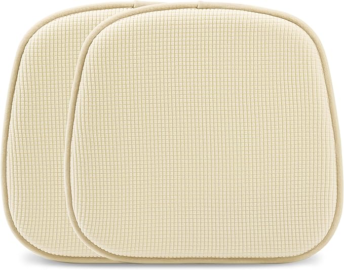 Shinnwa Kitchen Seat Cushions Set of 2, Non Slip Dining Chair Cushions, U-Shaped Indoor Chair Pads, 2 Pack, 15 x 16 Inches, Beige