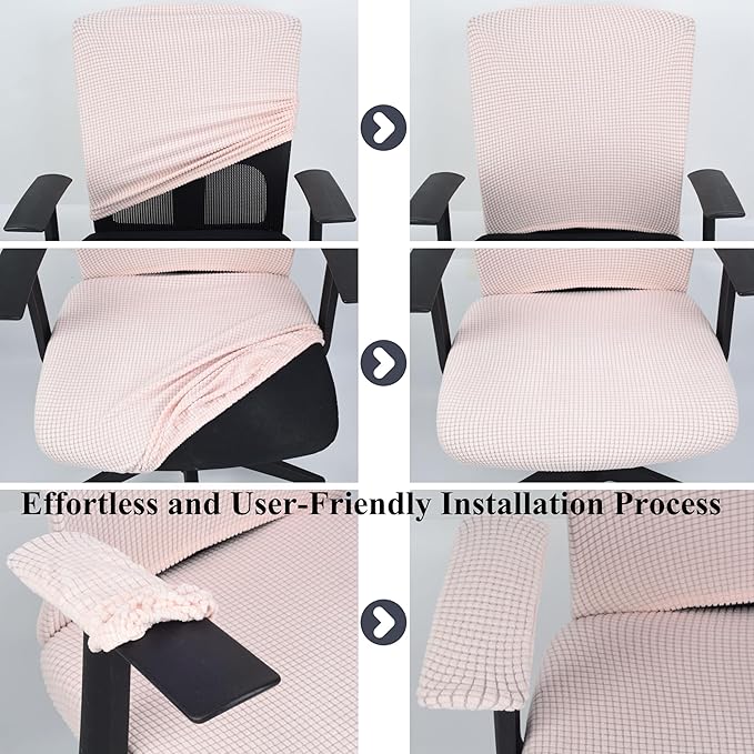 Office Chair Covers 4 Pcs Stretchable Computer Chair Cover Desk Accessories Office Supplies Armrest Seat Slipcovers Desk Decor (Peacock Blue)