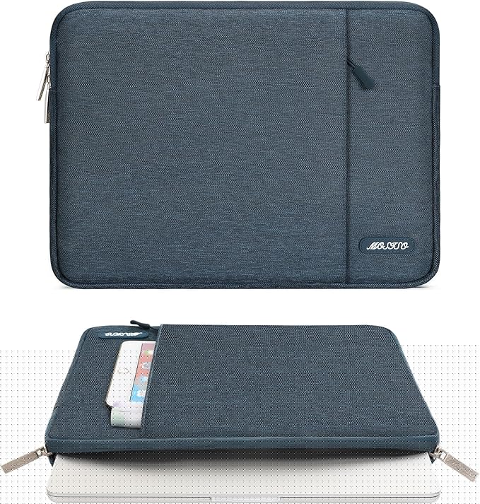 MOSISO Laptop Case 16 inch, 15-15.6 inch Laptop Sleeve Compatible with MacBook Pro 16 M5 M4 M3 M2 M1, HP Acer Dell Lenovo ASUS, Polyester Vertical Computer Sleeve Bag with Pocket, Haze Blue