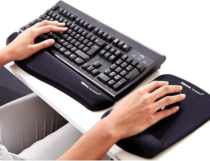 Fellowes PlushTouch Foam Keyboard Wrist Rest with MICROBAN - Black (9252101)