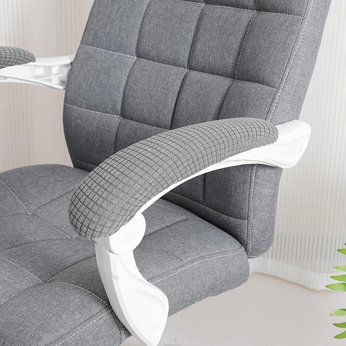 FORCHEER Office Chair Armrest Covers 10-13 inch Long Stretchable Water Resistant Jacquard Desk Chair Arm Rest Covers for Computer Chair Arm Removable Washable 2 Piece-Light Grey
