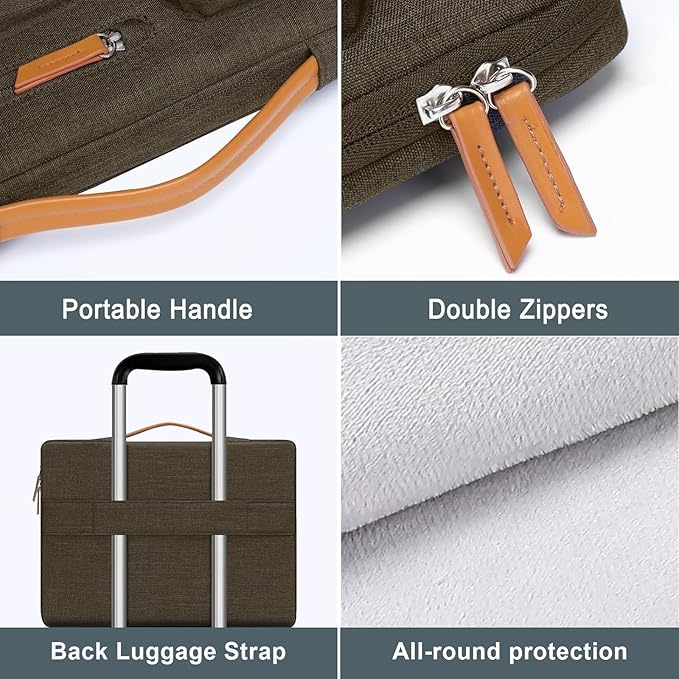 MOSISO 360 Protective Laptop Case 15 inch, 15 inch Laptop Sleeve Compatible with MacBook Air M5 M4 M3 M2 2026-2023, Dell XPS Plus, Side Open Carrying Case with 4 Zipper Pockets&Handle, Carob Brown