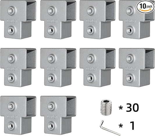 10Pack 3 Tee for 1 inch Square Tube, Aluminum Joint, Handrail Guardrail Fitting,Shelving,Plant stand, Storage rack Clamps