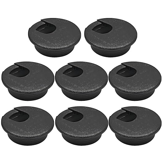 8 Pcs Desk Grommet 2" (50 mm), Desk Cord Hole Cover, Cable Grommet ABS Plastic, Desk Hole Grommet for Office and Home Table Cable, Detachable Cable Cord Organizer, Black