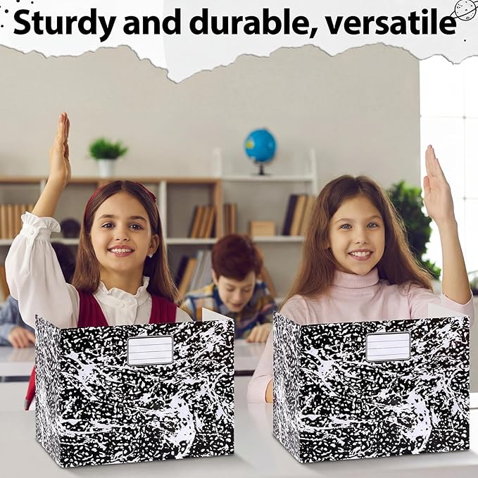 Sabary 24 Pack Privacy Folders for Students Desk Dividers Testing Dividers Standard School Privacy Coated Cardboard for Classroom Teacher Supplies Keep Eyes from Roving(Marble,Black)