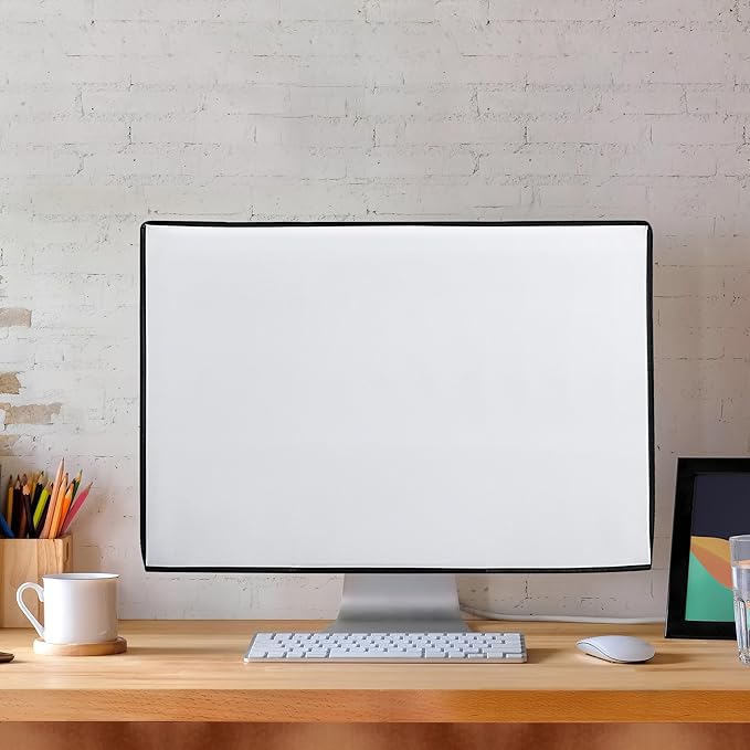 kwmobile Monitor Cover Compatible with 27-28" Monitor - Dust Cover Computer Screen Protector - White