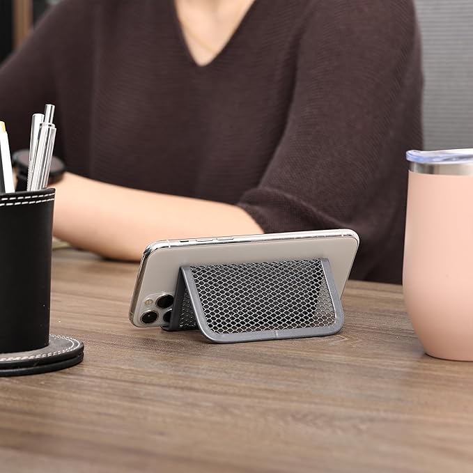 Mr. Pen- Metal Mesh Business Card Holders, 3 Pack, Gray, Durable Stainless Steel Card Stand for Desk, Office, and Business Use, Straight, Flat and Smooth Design