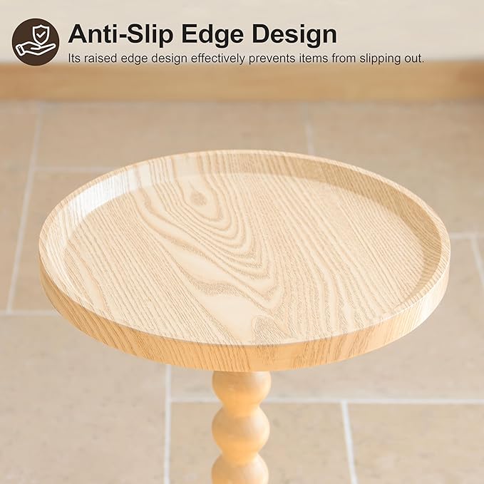 AWASEN Small Round Side Table, Round Drink Table for Small Spaces, Wood Accent End Table Living Room, Nightstand for Bedroom, Corners, Office, Natural