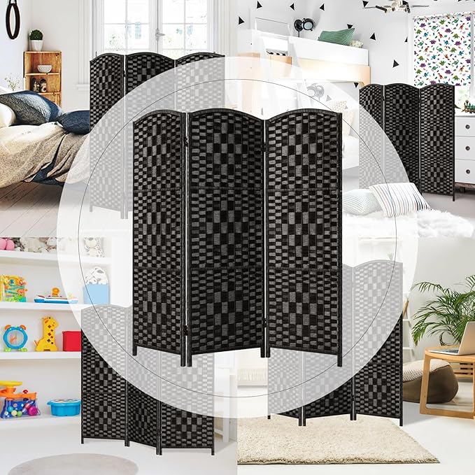 HALLYBEE Small Room Divider, Privacy Screen, Short Room Dividers and Folding Privacy Screens, Foldable Temperary Wall Partitions, 3 Panel Black Space Separation Separator