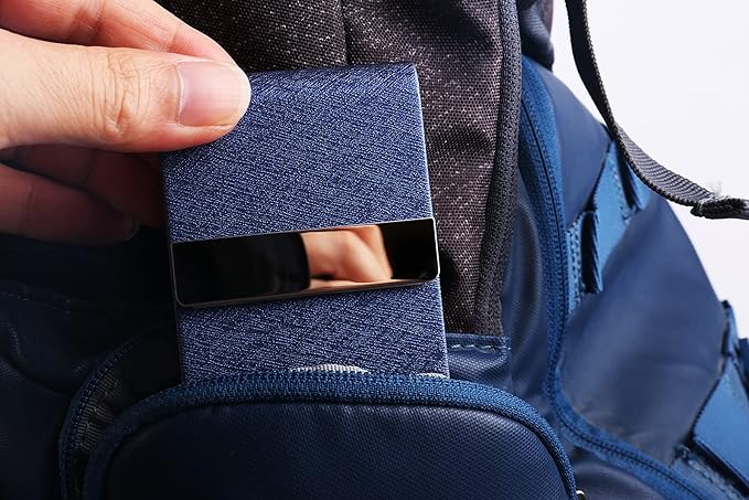 Professional Business Card Holder, Pocket Business Card Case for Women & Men, PU Leather Multi Card Case, Credit Card Wallet, Name Card Holder with Magnetic Closure, Blue-gs