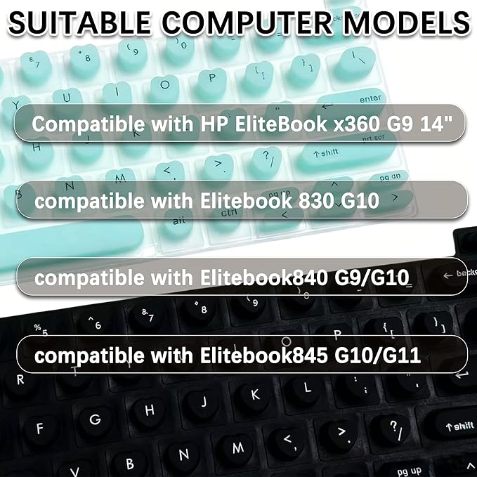 Raised Keyboard Cover for Long Nails, Heart Shaped Keyboard Protective Cover Nail Beauty Keyboard Compatible with HP EliteBook x360 G9 14" etc. (Green)