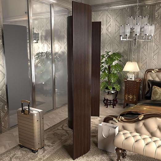 Red Lantern 7 ft. Tall Bamboo Wave Screen - Dark Mocha