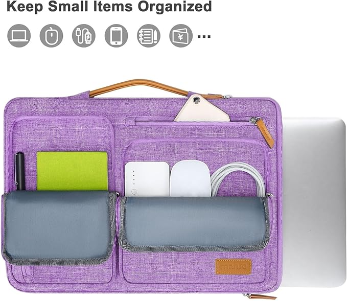 MOSISO 360 Protective Laptop Case 14 inch, 14 inch Laptop Sleeve Compatible with HP Lenovo Dell ASUS Acer, HP, Dell Latitude, Lenovo, Side Open Carrying Case with 4 Zipper Pockets&Handle, Lilac