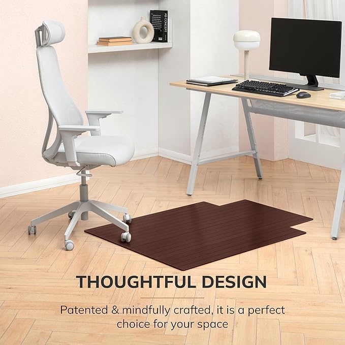 Anji Mountain Office Chairmat Thickest & Sturdy Bamboo Chairmats Highly Premium Quality Anti-Slip Heavy Duty for Multi-Purpose Hardwood Floor Office & Home Floor Protector Office Chair mat-5mm Thick