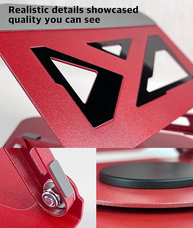 3-Year Red Swivel Laptop Stand-360° Rotating,Ergonomic Adjustable Metal Design,Fits10-16 Laptop Stand,Ideal for Desk Office & Travel,Foldable&Portable,Mechanical Style,Perfect for Everyone