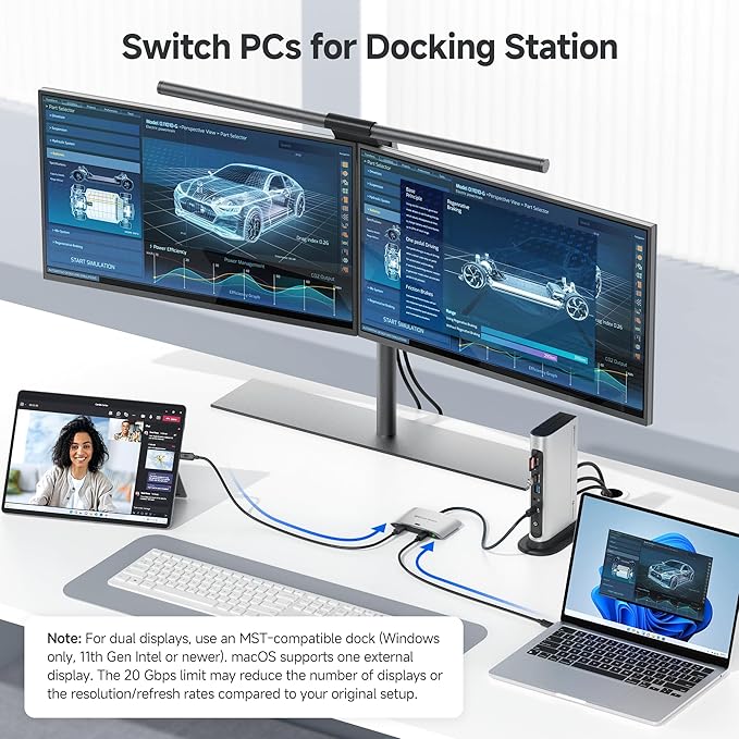 Cable Matters 20Gbps USB C Switch for 2 Computers, Up to 8K@30Hz on Windows, 4K@60Hz on macOS, 140W PD, for Sharing a USB-C/Thunderbolt 4 Monitor or Dock (Not for Dock with an Attached Cable)