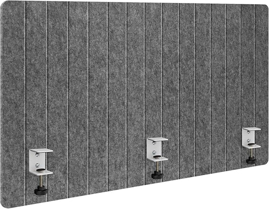 48" Desktop Privacy Screen - Sound Absorbing Felt Panel, Clamp-On Foldable Office Divider for Desk, Dark Grey