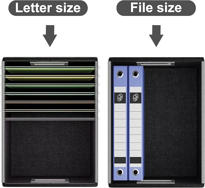 Portable Leather File Organizer Boxes with Lids, Office Document Boxes Organizer, Filing Boxes, Decorative Small File Boxes for Hanging Files, File Cabinet for Office/Home - 4 Pack
