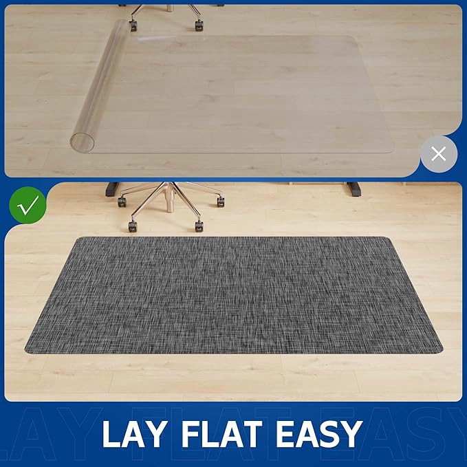 Office Chair Mat for Hardwood & Tile Floor, 36" x 48"Anti-Slip Desk Chair Mat, Easy Glide Floor Protector for Rolling Chairs, Floor Mat for Office Chair for Home Office (Dark Gery)