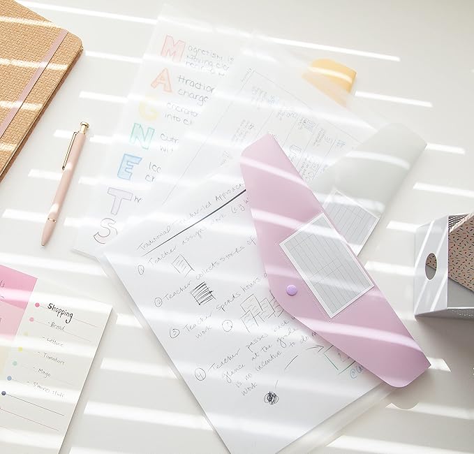 Smead Poly Document Holders, Snap Closure, Side Load, Letter Size, Pastel Colors, 6 per Pack (89688)