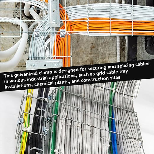 24-Pack Grid Panel Connector Kit, for 4mm-6mm (5/32"-1/4") Wire Shelving & Mesh Cable Trays, Includes Splice Clamps & Reinforced Washers