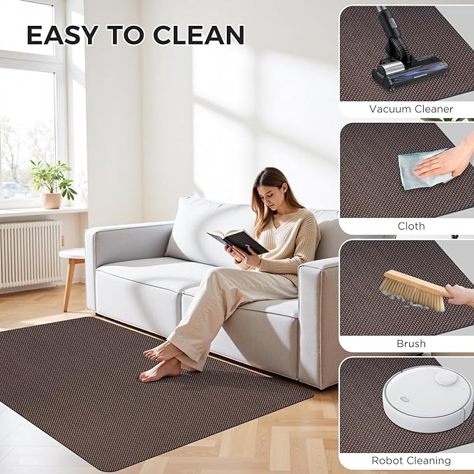 Sycoodeal Chair Mat, 48" x 60" Office Chair Mat for Hardwood and Tile Floor, Heavy Duty Floor Protector for Rolling Chairs, Non-Slip,Computer Mat for Home Office(Brown)