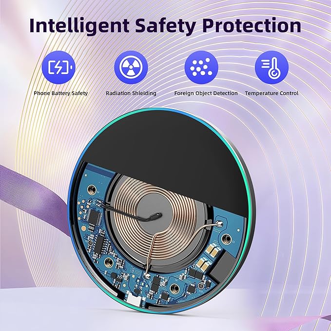 Wireless Charger Compatible with iPhone 16 15 14 13 12 11 Pro Max/Mini/Plus/XR/X/8, 15W Max Fast Wireless Charging Pad Mat for Samsung Galaxy S23/S22/S21/S20/S10, Galaxy Buds