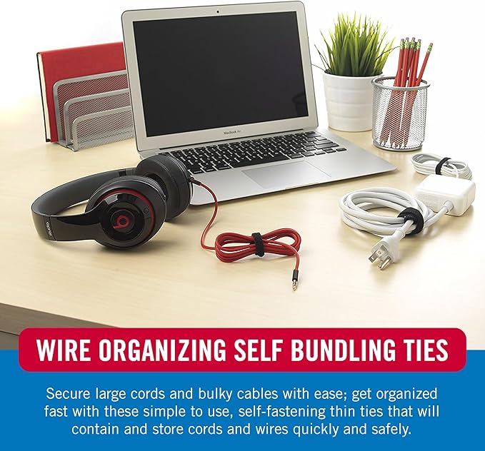 VELCRO Brand ONE WRAP Thin Ties | Strong & Reusable | Perfect for Fastening Wires & Organizing Cords | Black/Gray, 15in x 1/2-Inch | 30 Count (94257)