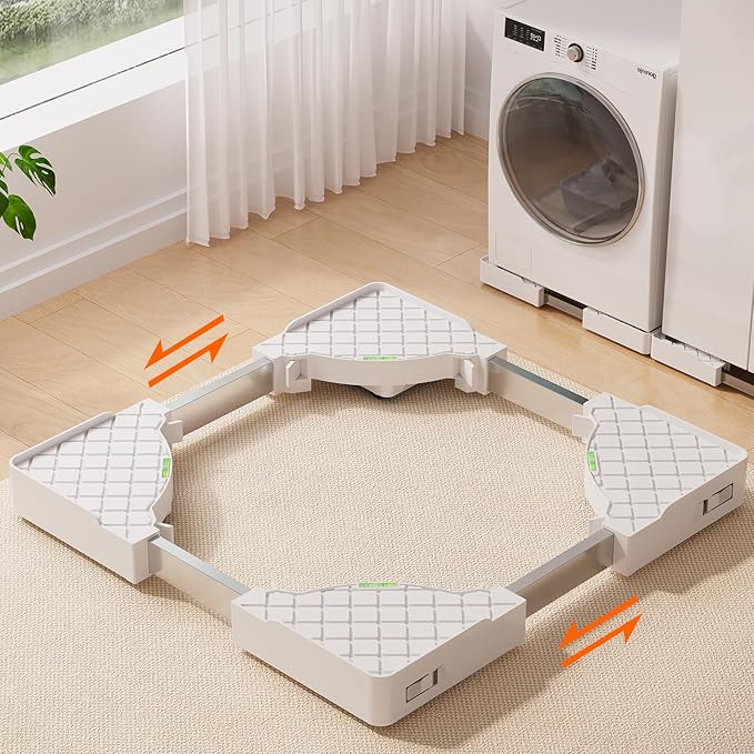 Adjustable Appliance Rollers Heavy Duty, Mobile Mini Fridge Stand Washer and Dryer Stand with 16 Hidden Silent Locking Wheels, Anti Vibration Washing Machine Pedestal Multi-Functional Base for Dryer