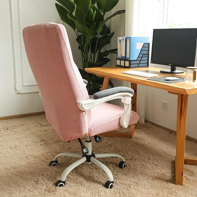 FORCHEER Large Office Chair Covers Stretchable XL Office Chair Cover, Big and Tall Computer Chair Covers (Large,Pink)