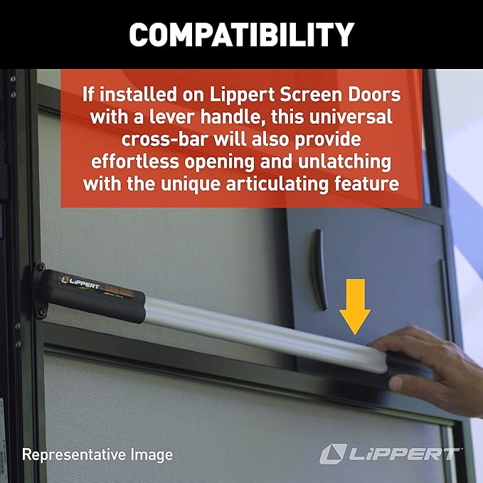 Lippert Screen Assist RV Screen Door Push Bar with Full-Width Push Handle, Durable Construction, Easy Installation - 2021000090