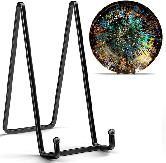 IPAME 8 Inch Large Plate Stands for Display - Metal Square Wire Plate Holder Display Stand + Picture Stand for Book, Platter, Plaque, Photo Easel (2 Pack)