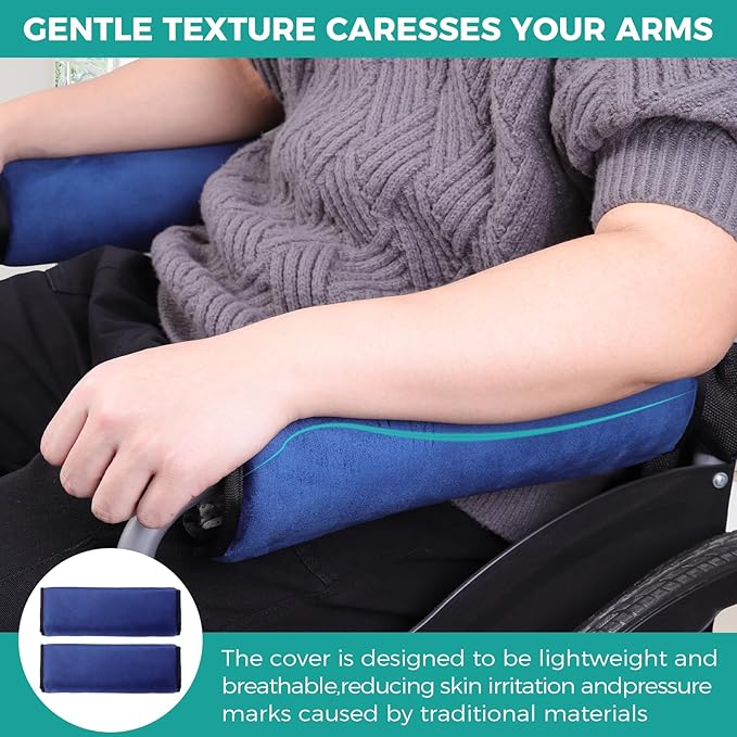lefeke 2 Pack Wheelchair armrest Pads - Soft Velvet Foam armrest Covers for wheelchairs, Office Chairs and armchairs, etc., Effectively relieves arm Pressure and Prevents Soreness