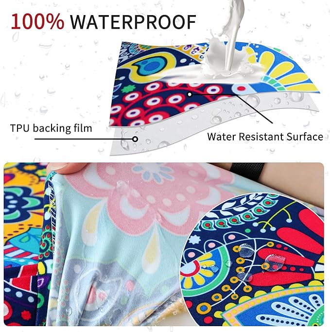 FORCHEER Waterproof Office Chair Seat Cover 20x20 1 Piece Strechable Floral Computer Desk Chair Seat Slip Cover Washable Replacement