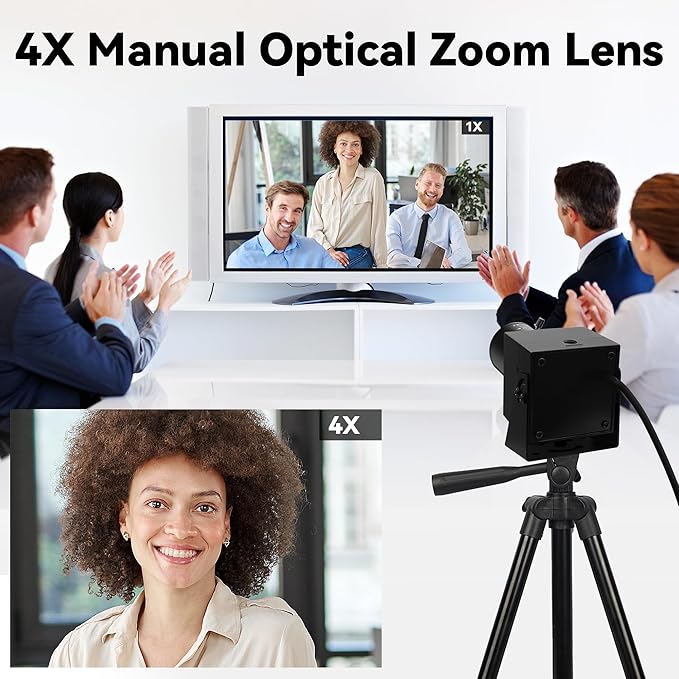 5Megapixels USB Camera CS Mount Manual Focus Webcam with 2.8-12mm 4X Telephoto Optical Lens 1944P 30fps Color Sensor Industrial Camera Free Driver Plug and Play for Window Linux Mac