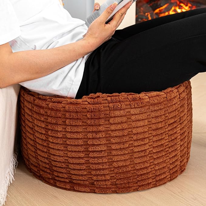 Asuprui Pouf Ottoman Round Ottoman Foot Rest Foot Stool Poufs for Living Room Bean Bag Chair Floor Pouf Storage Solution or Wedding