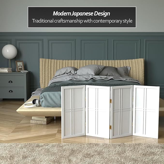 2 ft. Short Desktop Double Cross Shoji Screen - White - 4 Panels