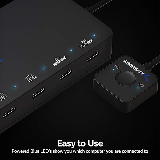 SABRENT 2 Port USB Type C KVM Switch with 60 Watt Power Delivery Option (USB KCPD)