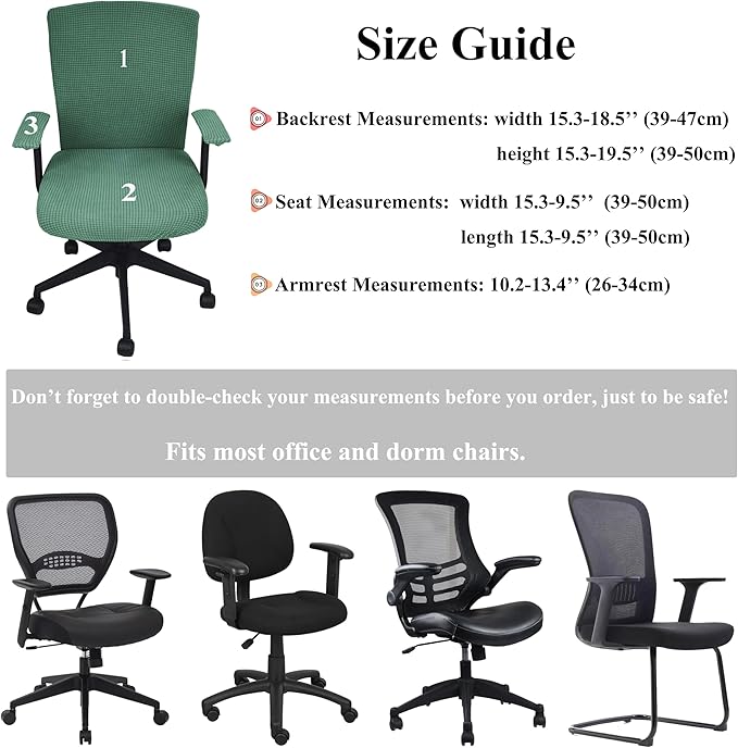 Office Chair Covers 4 Pcs Stretchable Computer Chair Cover Desk Accessories Office Supplies Armrest Seat Slipcovers Desk Decor (Pine Green)