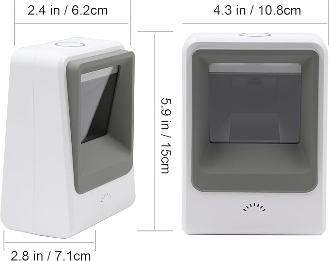 TEEMI Handsfree 1D 2D Barcode Scanner, with Top Trigger Button, QR Omnidirectional Desktop USB Automatic Bar Code Imager, Capture Screen barcodes, TMSL-60 White